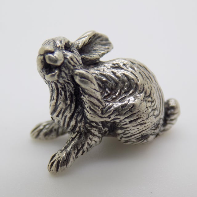 Vintage Italian Handmade Genuine Silver Rabbit Figurine, 1980s For Sale - Image 3 of 11