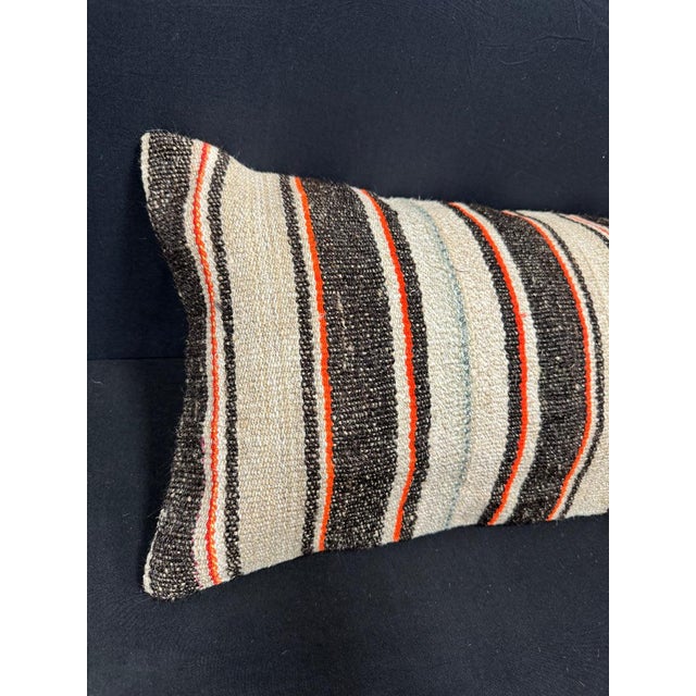 Turkish Hemp Pillow Cushion Natural Beige Black Cushion Cover 14"x40" #30453 Enhance your home decor with our Kilim Pillow...