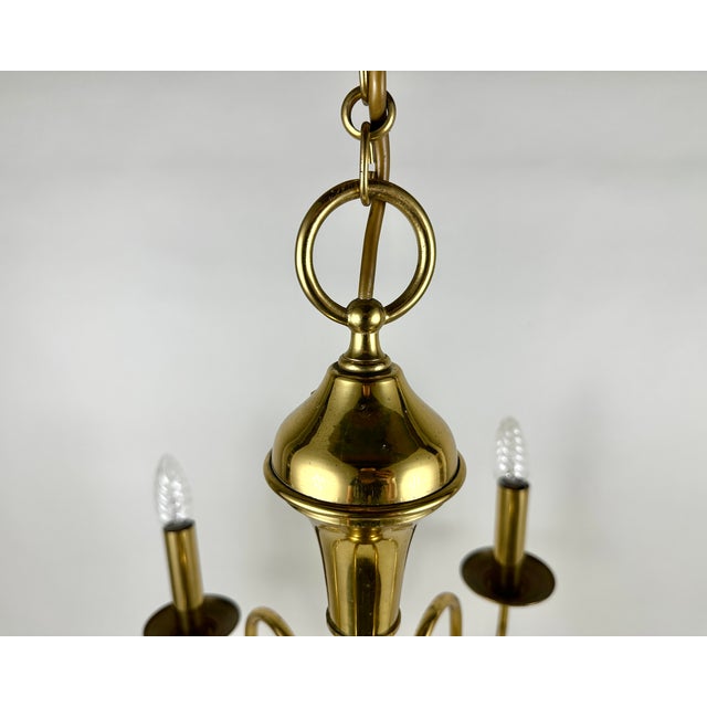 Vintage Belgian Brass Chandelier with Six-Arm Lighting, 1960s For Sale - Image 6 of 8