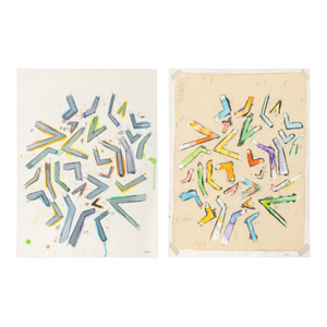 Elfi Schuselka Geometric Compositions Mix Media, 2