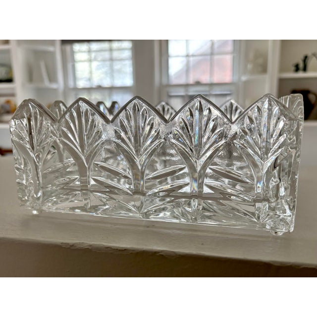Art Deco Late 20th Century Crystal Square Napkin Holder For Sale - Image 3 of 10