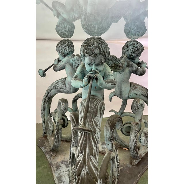 1980s Bronze Mythical Cherubs Table & Four Chairs For Sale - Image 5 of 13