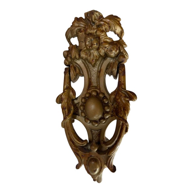 Antique Original Patina Ornate Door Knocker For Sale