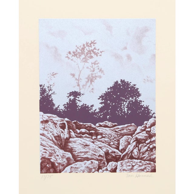 Modern Ian Hornak, Forest Cliff (Purple), Serigraph For Sale - Image 3 of 3