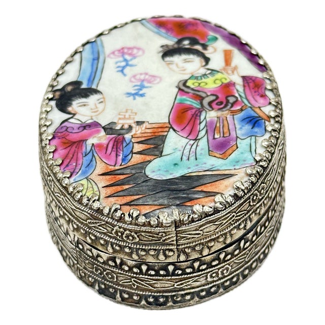 Vintage Chinoiserie Trinket Box For Sale