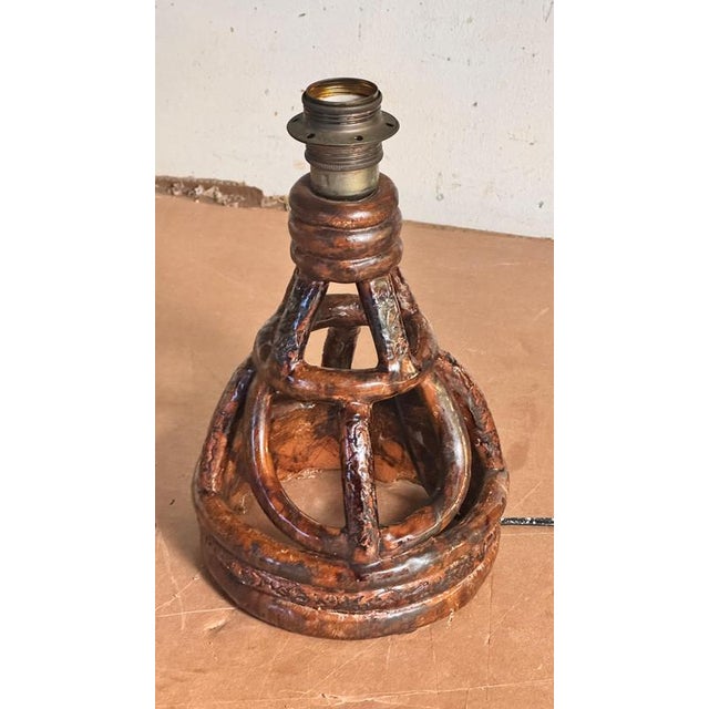 French Sculptural Terracotta Earthenware Table Lamp, 1960s For Sale - Image 4 of 13