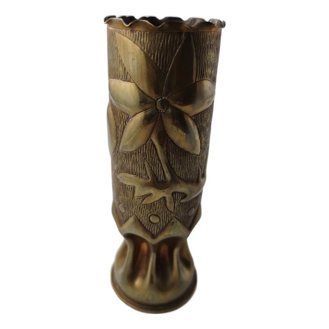 Art Nouveau Brass Vase, 1890 For Sale