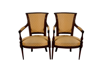 Set of Louis XVI Style Armchairs in Mahogany