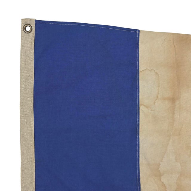 *May vary from photo* This nautical-style pennant is fully sewn from a cotton cloth salvaged from another vintage signal...