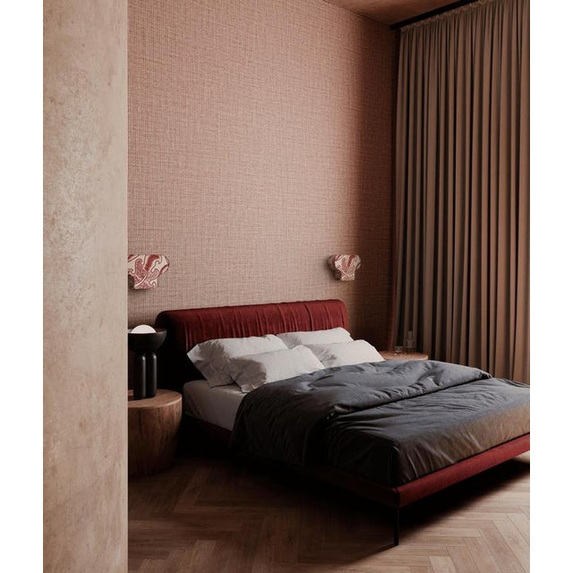 Red Monica Wall Light in Linen and Wool by Popus Editions For Sale - Image 8 of 9