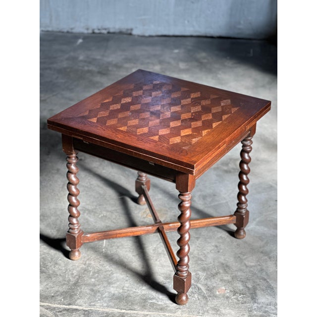 Antique Extendable Table with Marquetry Inlay, 1890s For Sale - Image 6 of 6