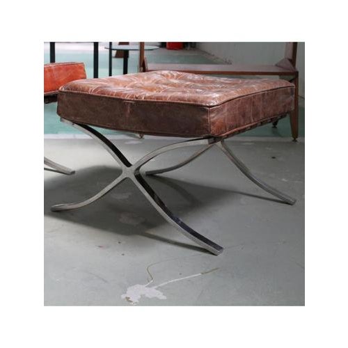Set of Barcelona Armchair by Ludwig Mies van der Rohe and Ottoman from Knoll, 2008 For Sale - Image 6 of 16