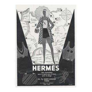 1930 French Hermès Advertisement Print-Beachwear, For Sale