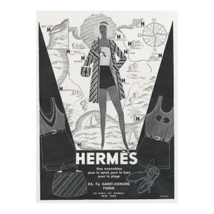 1930 French Hermès Advertisement Print-Beachwear,