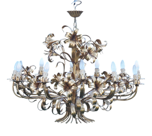 Large Hollywood Regency Calla Lily Chandelier with 12 Lights attributed to Hans Kögl, 1970s