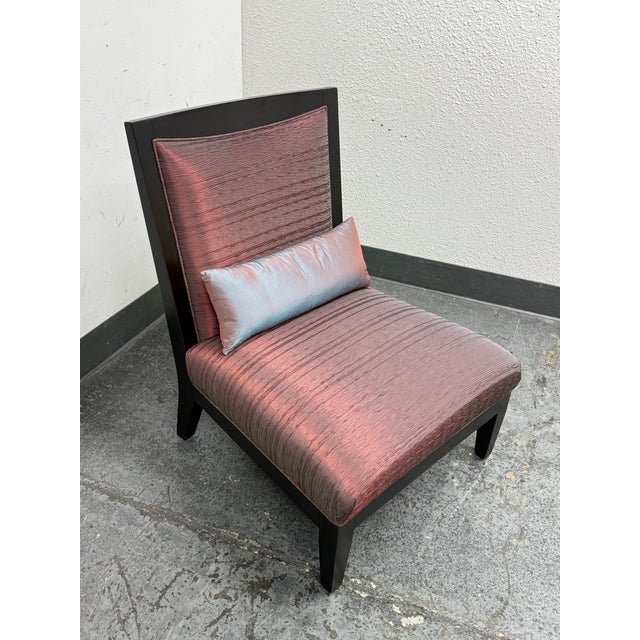 Bright Chair Furniture Lorin Raspberry Red Silk Chair + Lumbar Pillow For Sale - Image 10 of 12