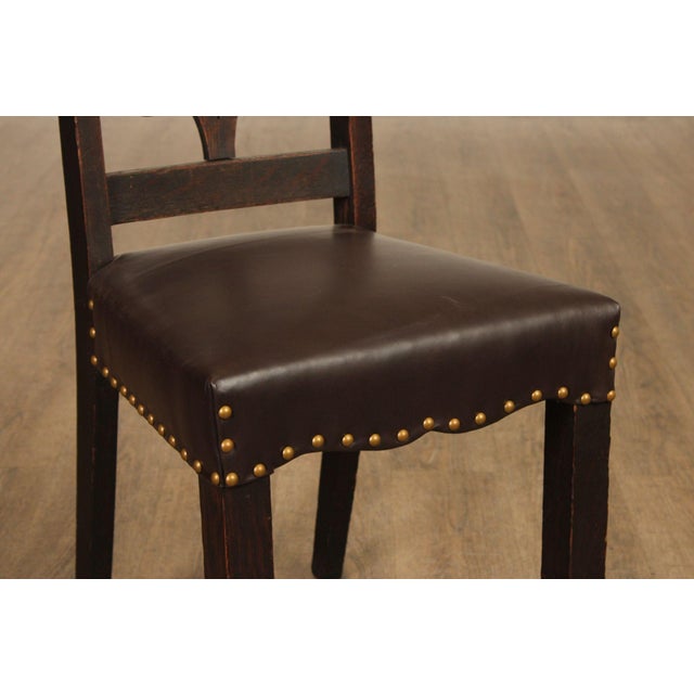 Michigan Chair Co. Antique Oak Arts & Crafts Hall Chair For Sale - Image 9 of 12