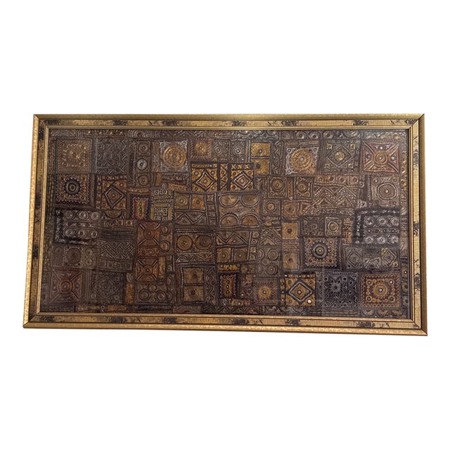 Vintage Large Indian Tapestry Framed Art For Sale