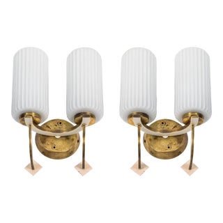 Double Arm Sconces in the Manner of Stilnovo - a Pair For Sale