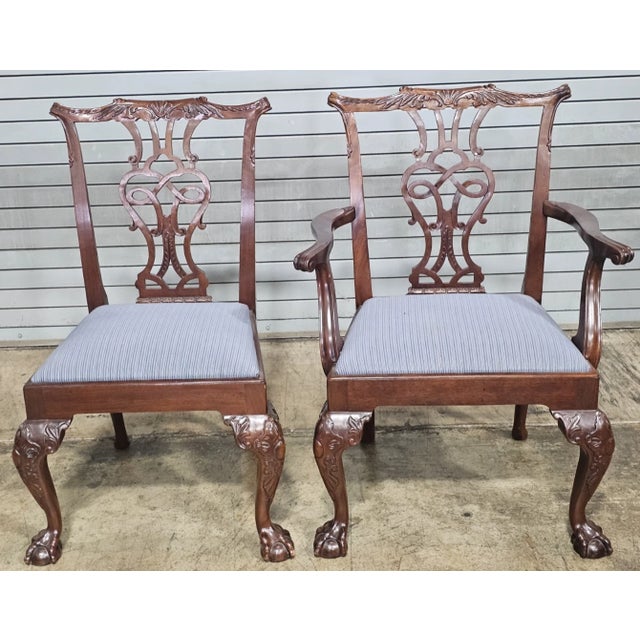 Wood Late 20th Century Set of 8 Baker Stately Homes Mahogany Chippendale Dining Chairs Claw and Ball For Sale - Image 7 of 18
