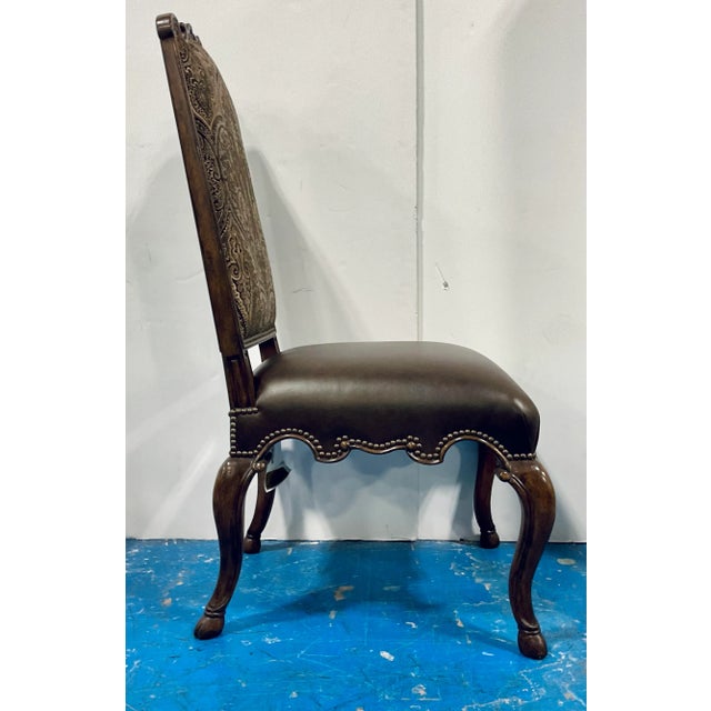 Original Retail $2067, stylish Maitland-Smith Traditional Paisley Dark Wellington Cottage Dining Chair, walnut finished...