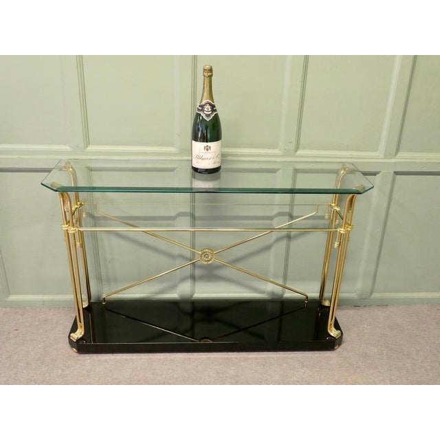 Brass and Glass Console Table, 1960 For Sale - Image 3 of 8