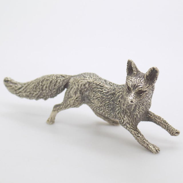 Vintage Italian Handmade Genuine Silver Hunting Fox Figurine, 1960s For Sale - Image 3 of 13