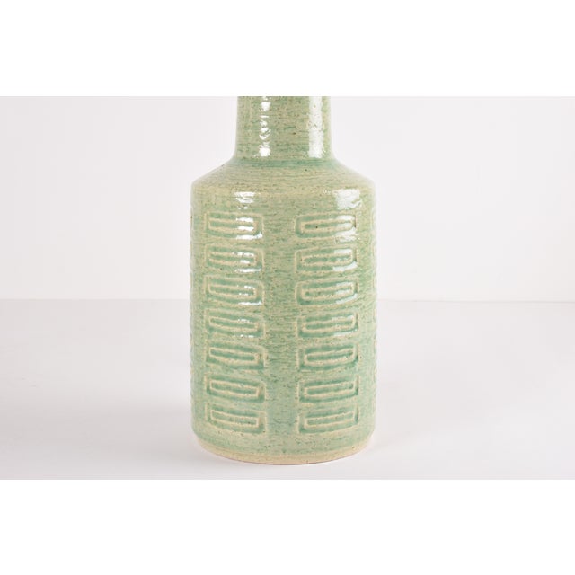 Mid-Century Modern Danish Green Glaze Ceramic Table Lamp with Shade from Palshus, 1960s For Sale - Image 6 of 13