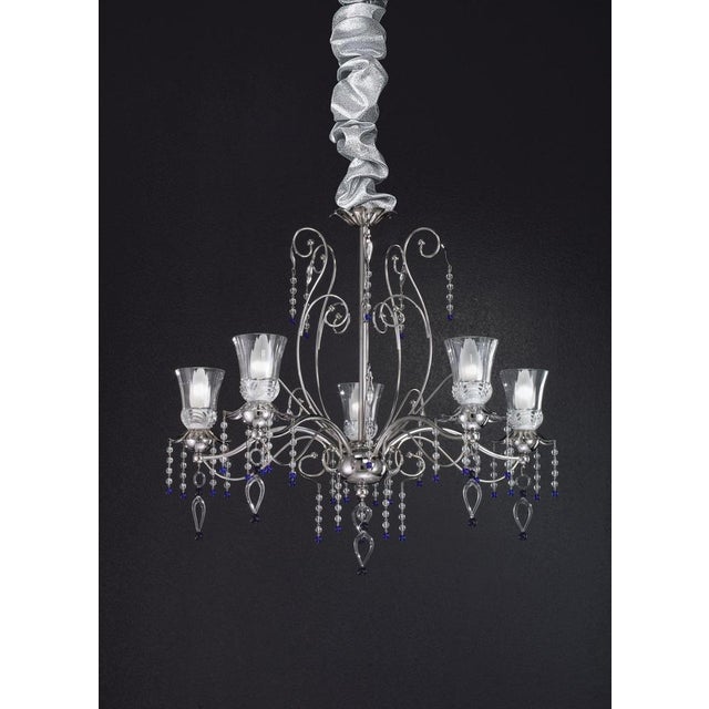 Glass Fenice Crystal 8 Lights Chandelier in Polished Chrome and Glass by Aggiolight For Sale - Image 7 of 11