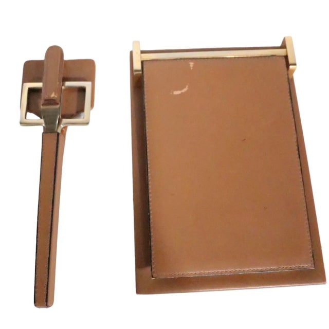 4 Pc. Vintage Leather Desk Set Made in Italy by Cross C 1970's For Sale - Image 9 of 9