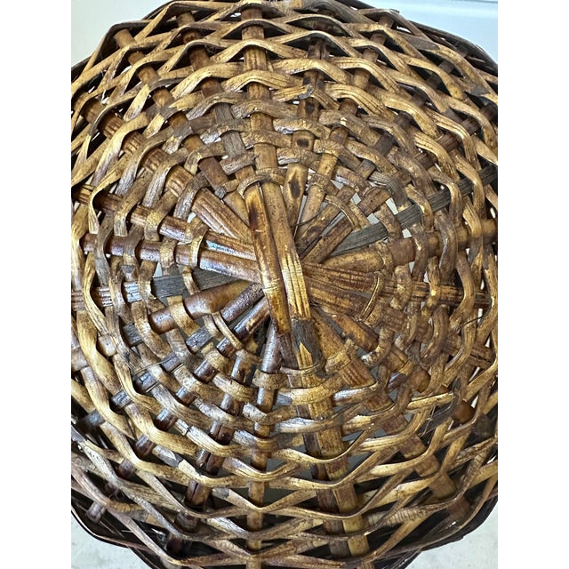 Vintage French Mid-Century Woven Rattan Wall Basket For Sale - Image 10 of 12