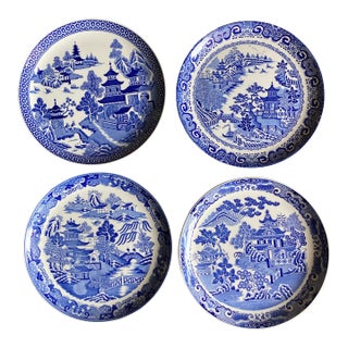 Spode Blue Room Collection Plates in the Willow Pattern Series - Set of Four For Sale