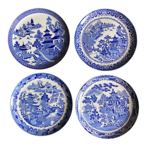 Spode Blue Room Collection Plates in the Willow Pattern Series - Set of Four