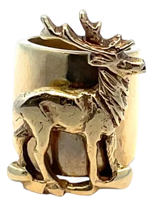 14k Yellow Gold Deer Charm Pendant/ Scarf Ring