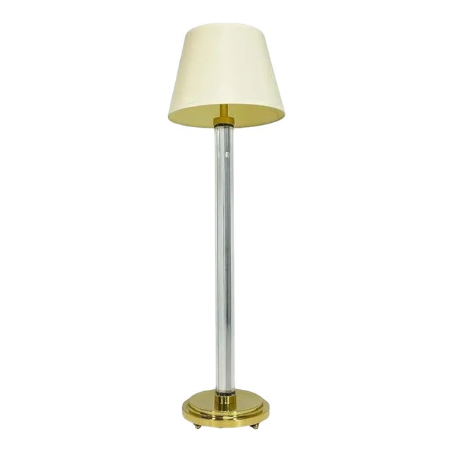 1960s Lucite & Brass Floor Lamp by Charles Hollis Jones, Signed For Sale