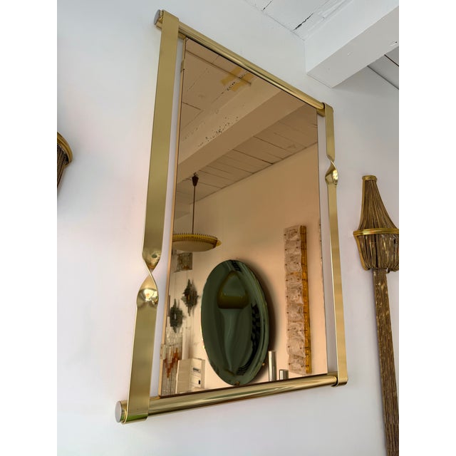 Brass Mirror Pink Copper Glass by Luciano Frigerio, Italy, 1970s For Sale - Image 6 of 13