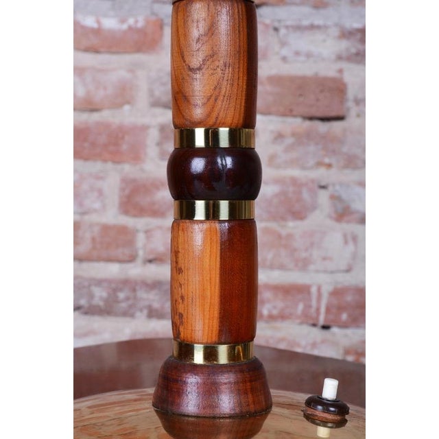 Metal Mid-Century Table Lamp in Walnut, Brass and Glass, Czech, 1960s For Sale - Image 7 of 13