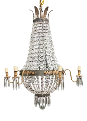 Vintage Gold Chandelier, 1950s