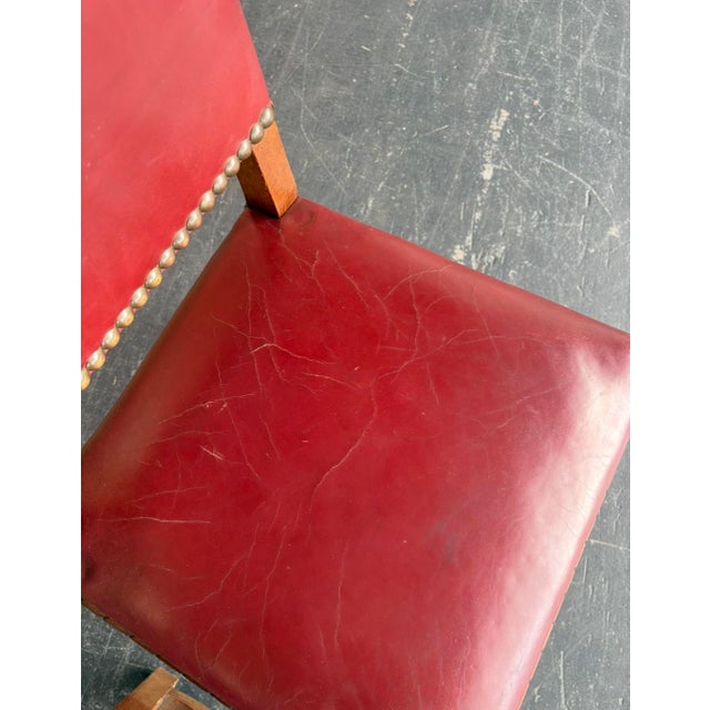 Spanish Revival Leather Dining Chairs - 6 For Sale - Image 10 of 13