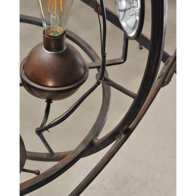 Orbital Atomic Age Iron and Copper Chandelier by Jefferson Mack For Sale - Image 10 of 18