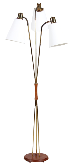 Mid-Century Scandinavian Floor Lamp in Brass and Teak by Josef Frank, 1960s