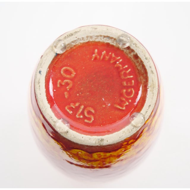 Mid-Century West German Glazed Porcelain Vase, Yellow & Red, 12\" Tall For Sale In New York - Image 6 of 8