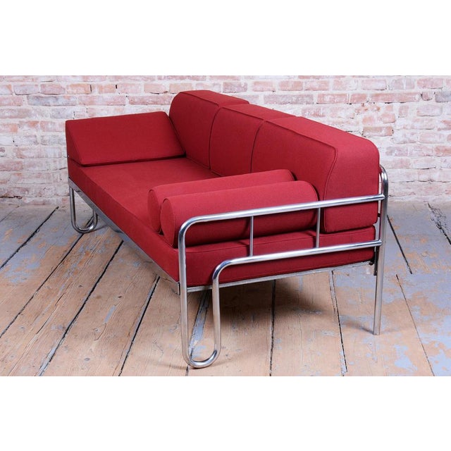 Bauhaus Sofa in Chrome and Upholstery by Hynek Gottwald, Czech, 1930s For Sale - Image 15 of 18
