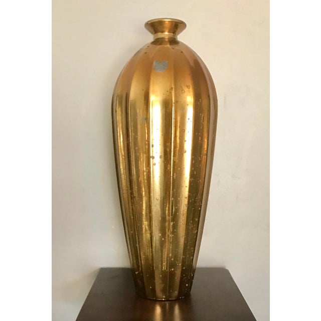 22" Tall Gold Color Mercury Glass Ribbed Bottle Vase Chairish