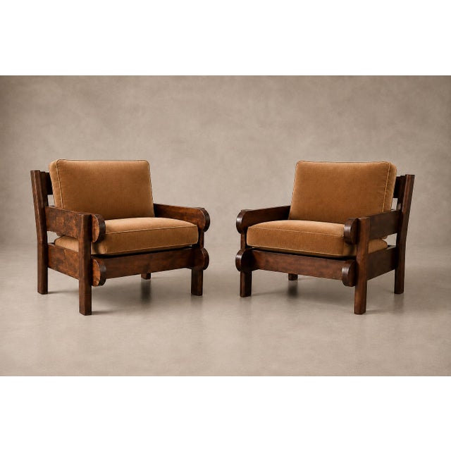 Mid-Century Modern Brazilian Modern Armchair in Imbuia Wood and Cognac Velvet, Brazil, 1960s For Sale - Image 3 of 18