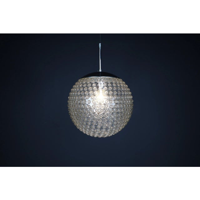 Large Chrome and Bubble Glass Pendant by Rolf Krüger for Staff, Germany, 1970s For Sale - Image 9 of 12