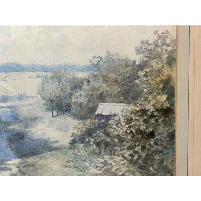 1940s Antique Original Landscape Farm Trail Realism Watercolor Painting Country Art Nl For Sale - Image 5 of 13