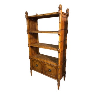 Tommy Bahama Rattan Bamboo & Wood Bookcase For Sale