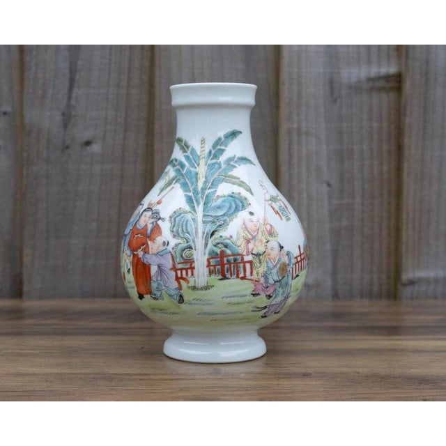 Chinese Famille Rose Figural Porcelain Vase, 1950s For Sale - Image 3 of 18