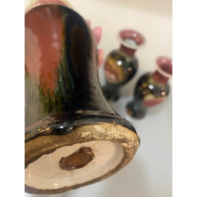 Set of Three! Colorful Ombre Flambé Glazed Chinese Porcelain Vases For Sale - Image 4 of 13